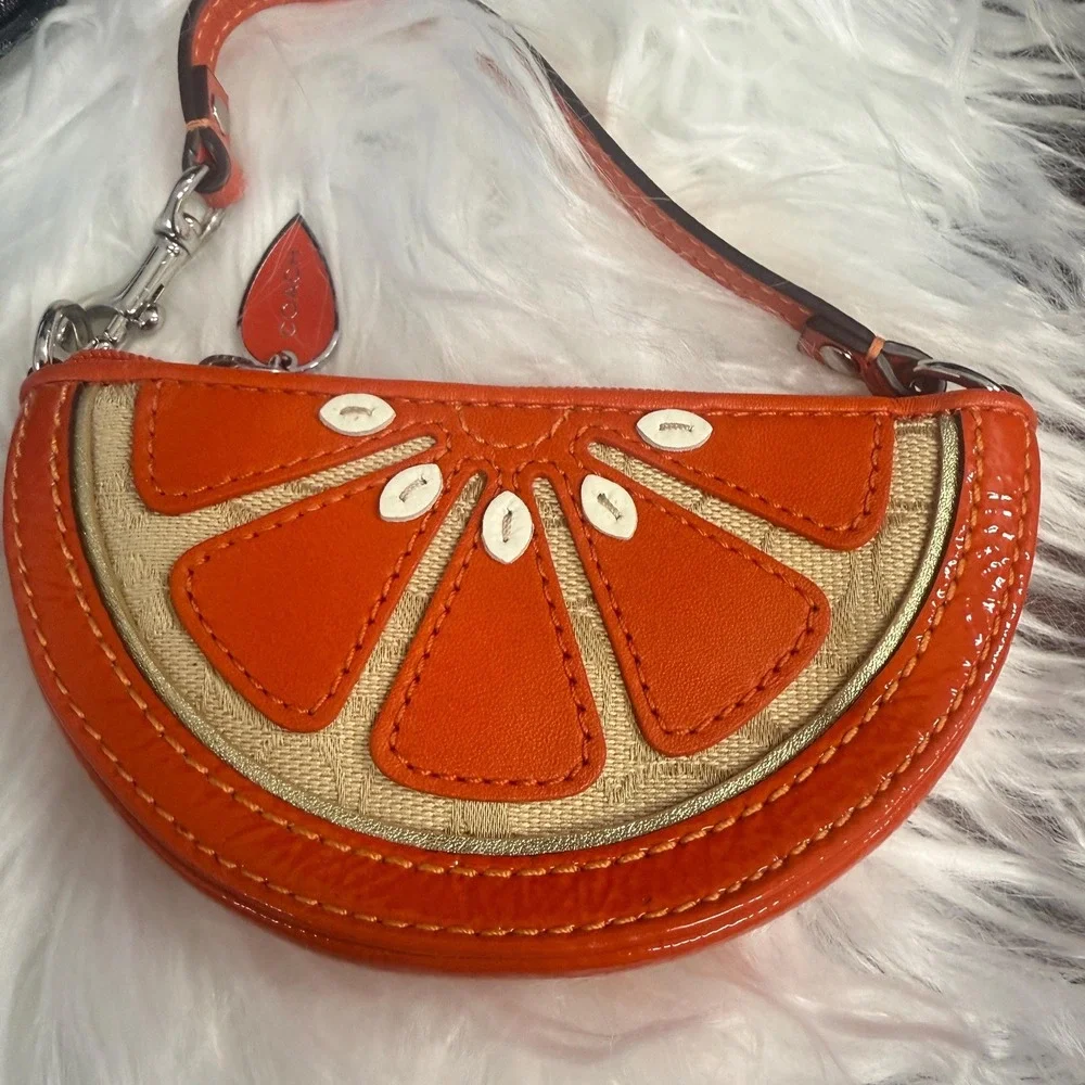 NWT Coach vintage y2k orange slice coin bag purse